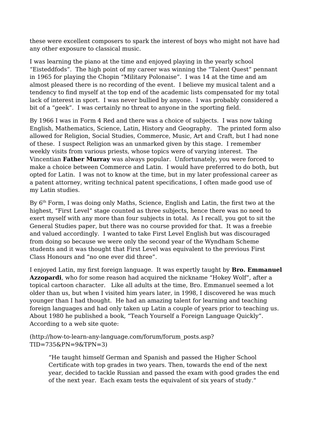 Bill Lloyd Marist Memoirs — page 5