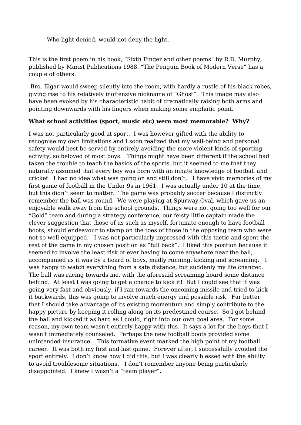 Bill Lloyd Marist Memoirs — page 7