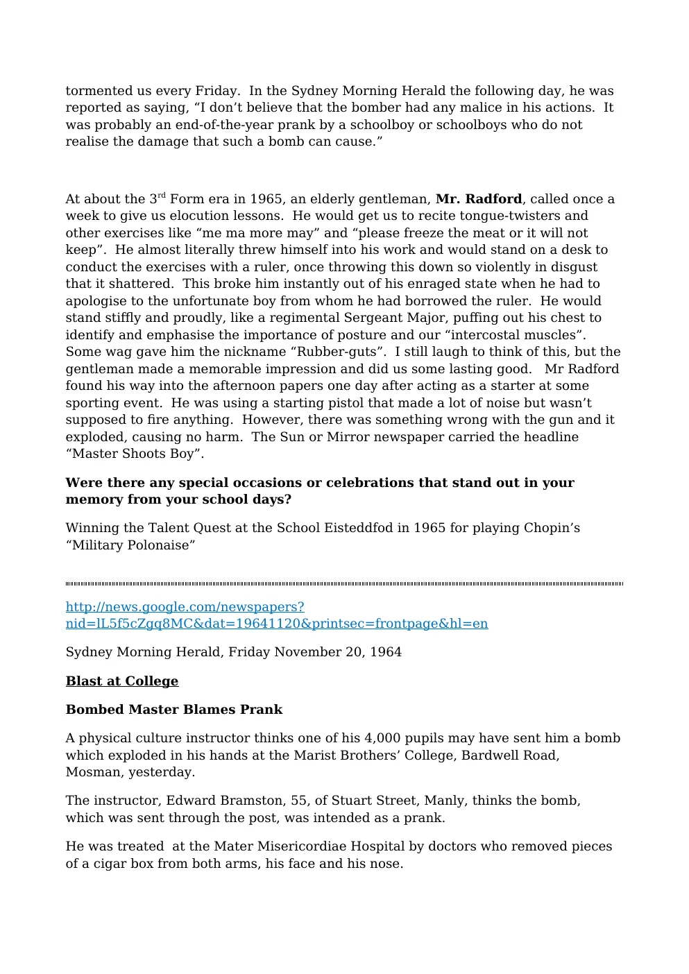 Bill Lloyd Marist Memoirs — page 9